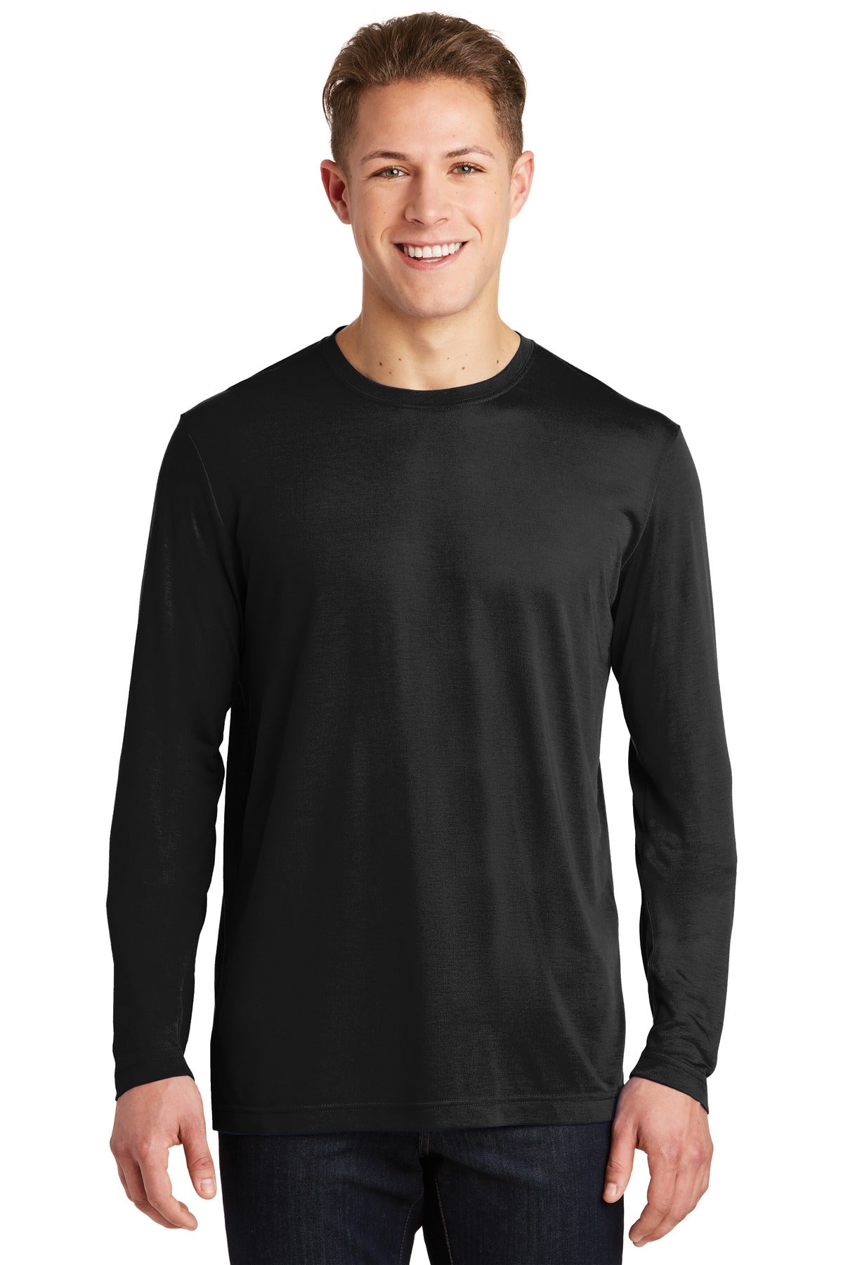 Sport-Tek Herren Langarm PosiCharge Konkurrent Baumwolle Touch Tee ST450LS