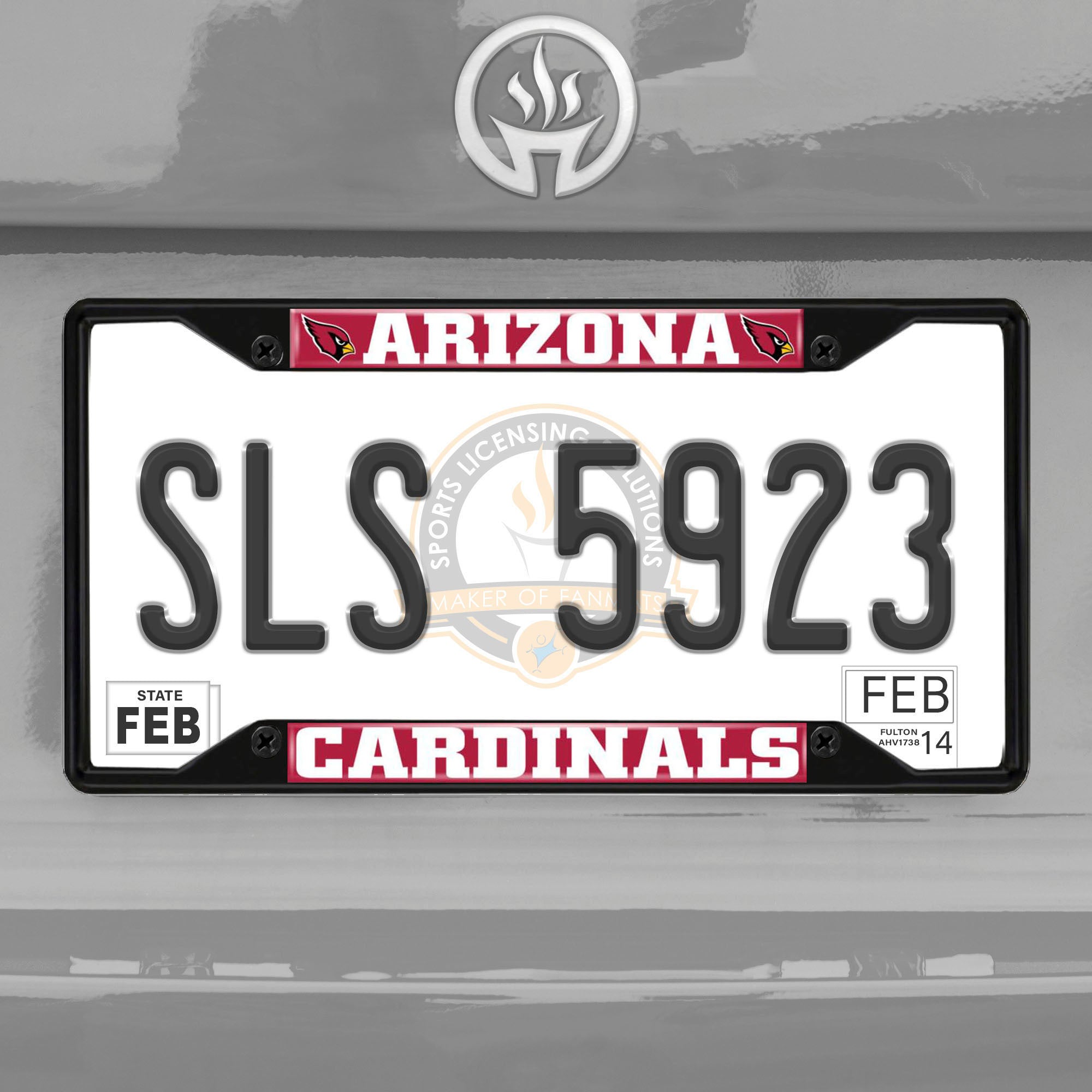 Fanmats Arizona Cardinals Metall Nummernschild Rahmen schwarz Finish