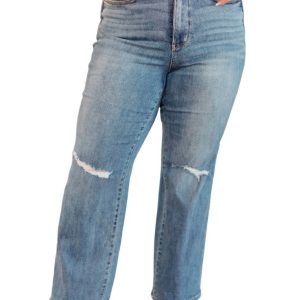 hoher Bund control top strapazierte gerade Jeans in mittlerer Waschung 7705986498620
