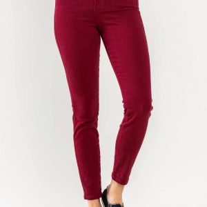 hoher Bund Control Top Skinny Jeans in Scharlach 7705947701308