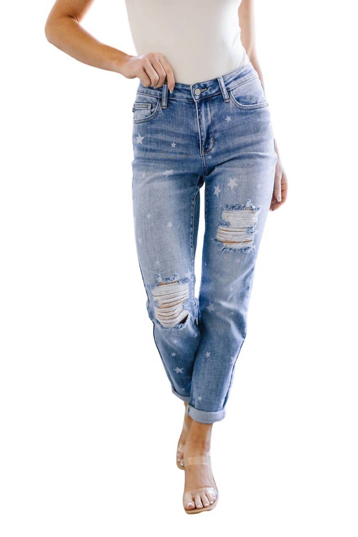 Star Crossed Boyfriend Jeans in mittlerer Waschung