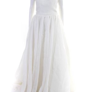 Maggie Sottero Couture Damen runden Hals ärmelloses Hochzeitskleid weiß 7833427935292
