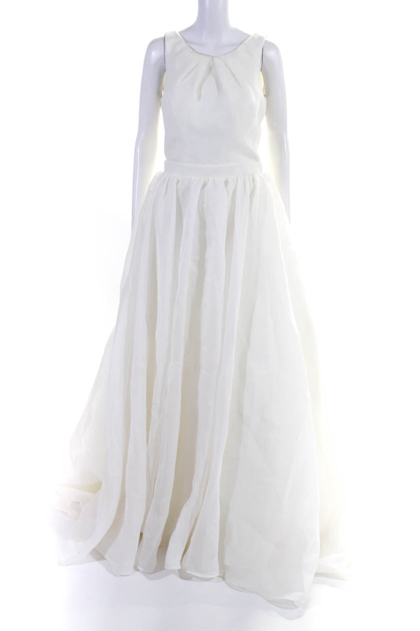 Maggie Sottero Couture Damen Rundhals ärmelloses Hochzeitskleid Weiß