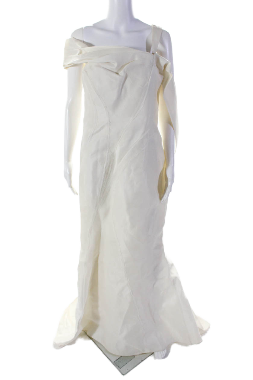 J. Mendel Damen Creme Schulterfrei Fringe Detail ärmelloses Kleid Kleid