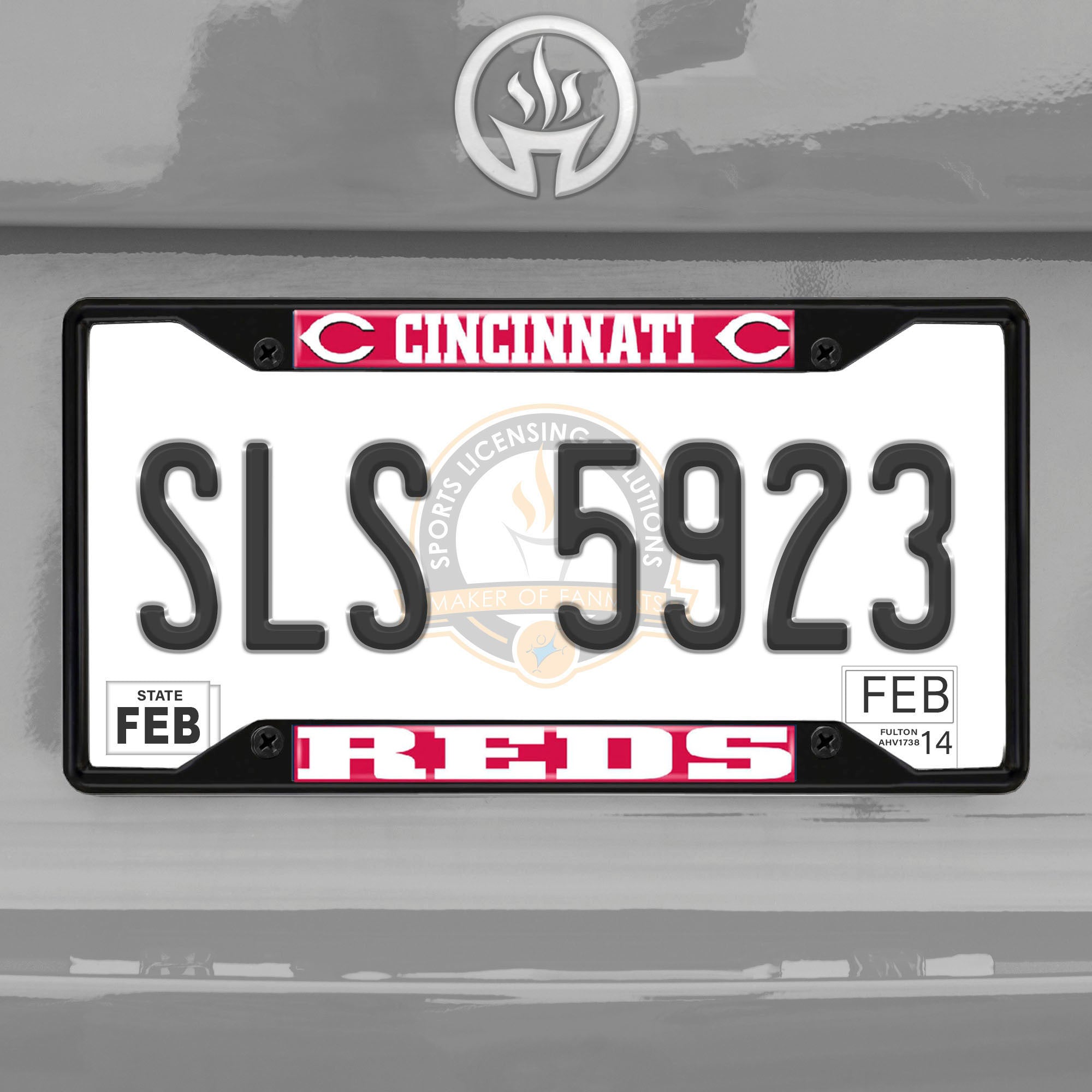Fanmats Cincinnati Reds Metall Nummernschild Rahmen schwarz Finish