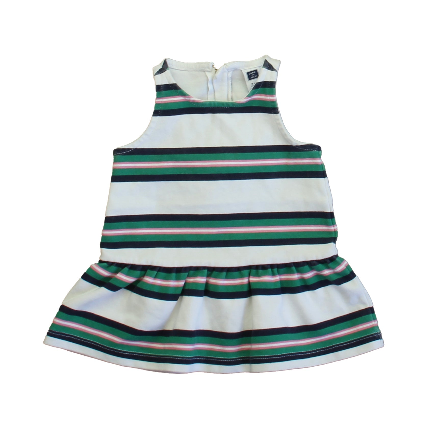 Janie and Jack Mädchen Weiß – Grün – Dunkelblau Stripe Kleid