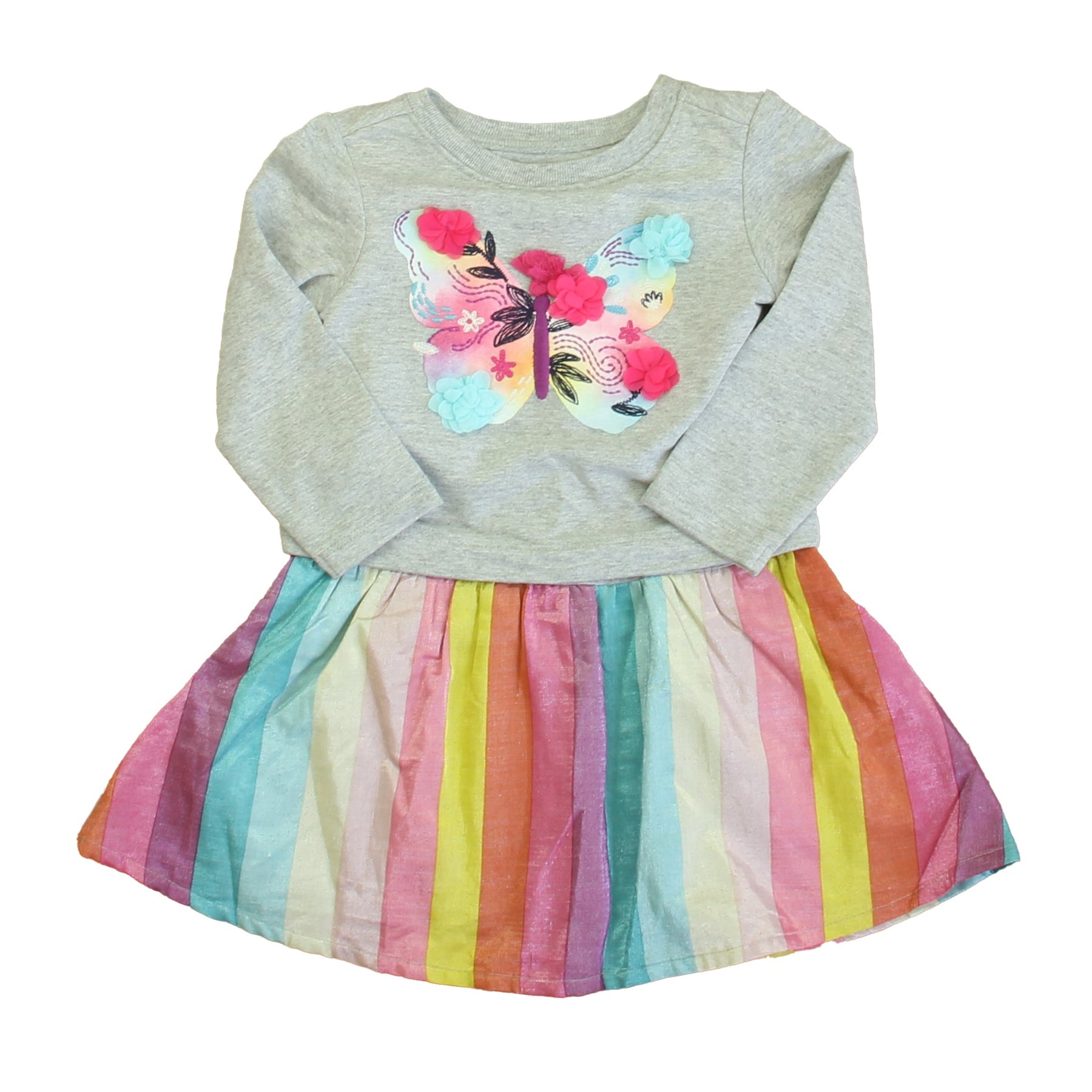 Hatley Mädchen Grau – Rosa Schmetterlingskleid