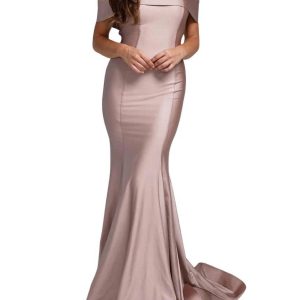 Lycra off Schulter Meerjungfrau Kleid in staubigen Rose 7833317802044