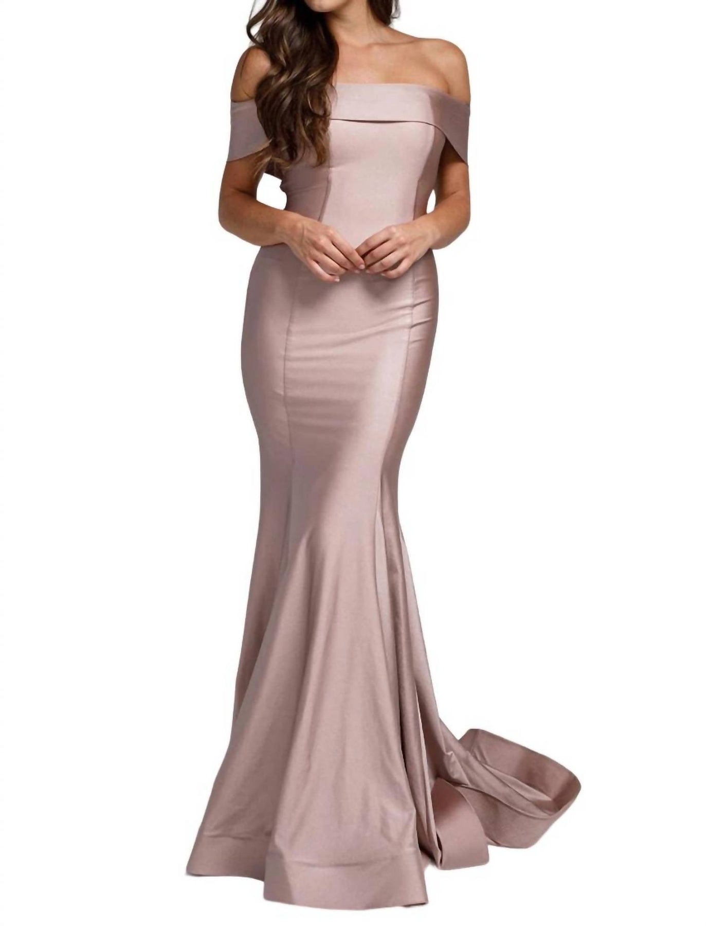 Lycra Schulterfrei Meerjungfrau Kleid in Dusty Rose