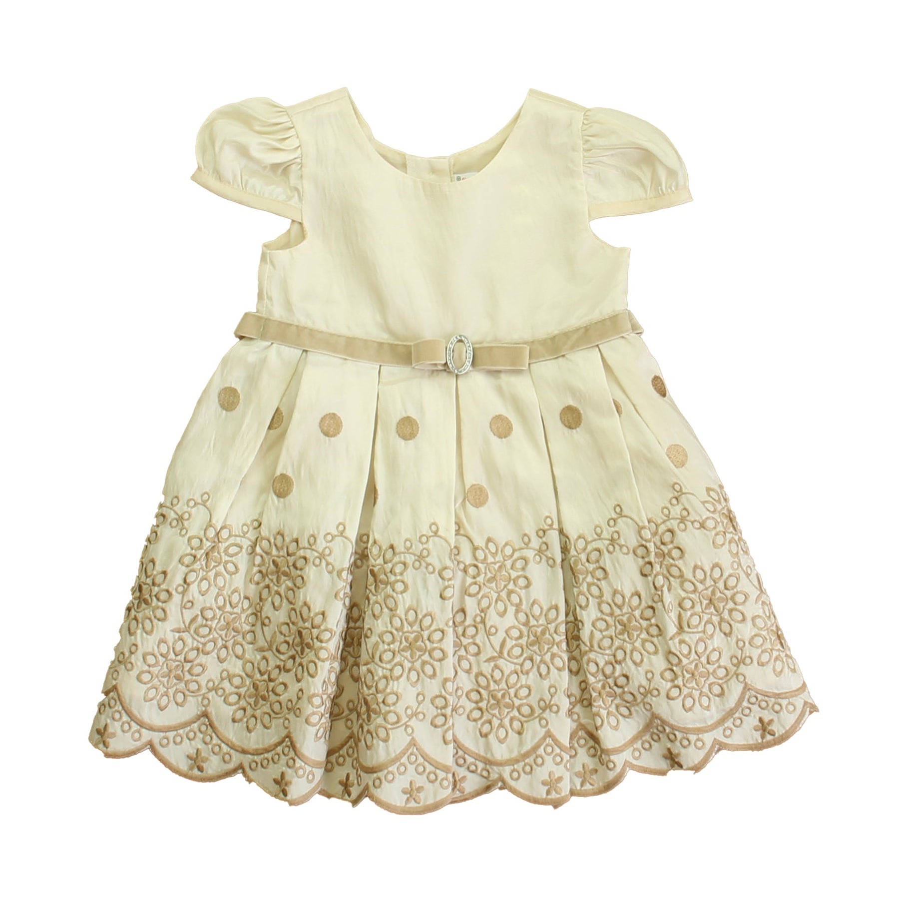 Süß Heart Rose Mädchen Beige – Braun Kleid für besondere Anlässe