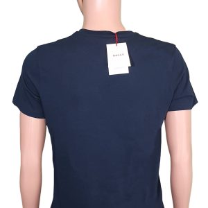 Bally 6301246 unisex Marineblau blau 100% Baumwolle Logo T-Shirt 7706019004476