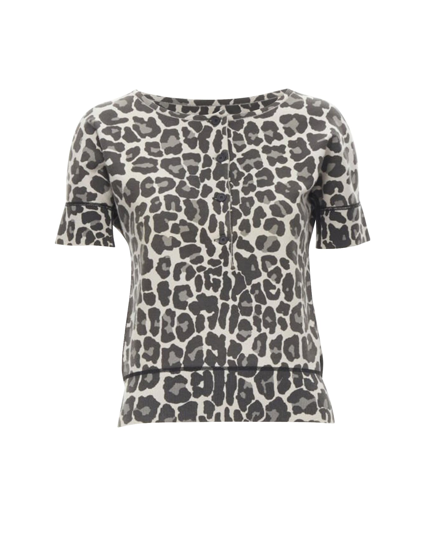 BOTTEGA VENETA Grauer Leoparden-Muster Baumwoll-Mischung halbe Knopfoberseite