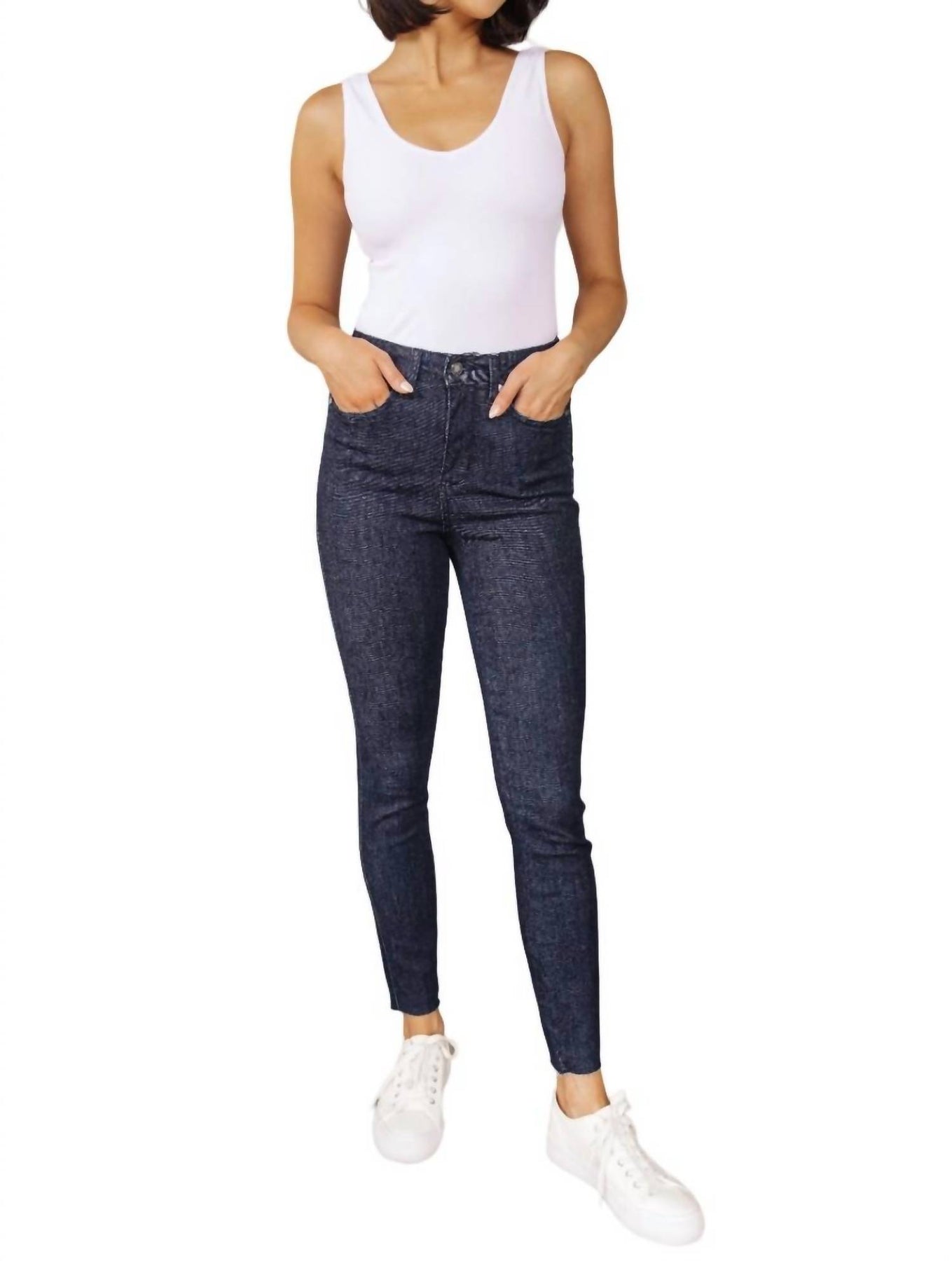 Hoher Bund Control Top Skinny Jeans in dunkler Waschung