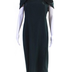 Akris Damen mit Schulterausschnitten quadratisch Neck Mantel Kleid Dunkel Emerald Seide