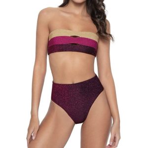 Hillary hohe Taille Bikini unten in Granat
