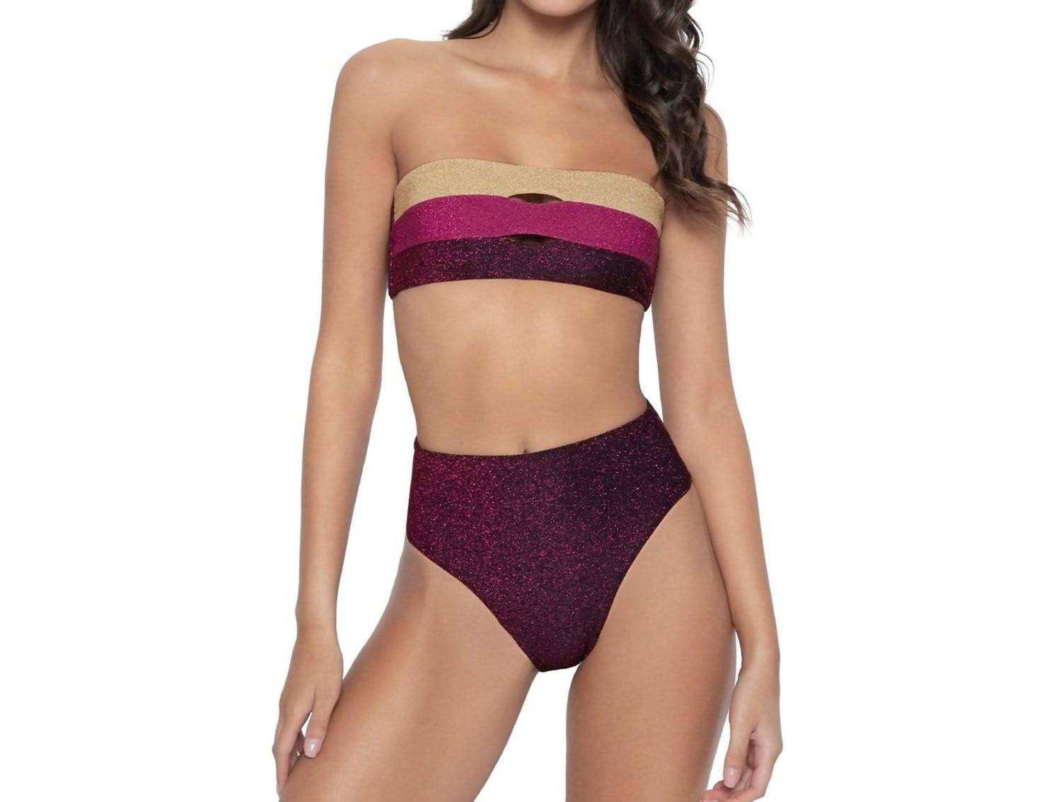 Hillary hohe Taille Bikini unten in Granat