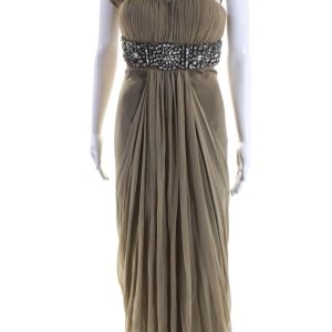 Randi Rahm Damen trägerlosen Strass Blase Saum Kleid mit Zucken beige 7833532071996
