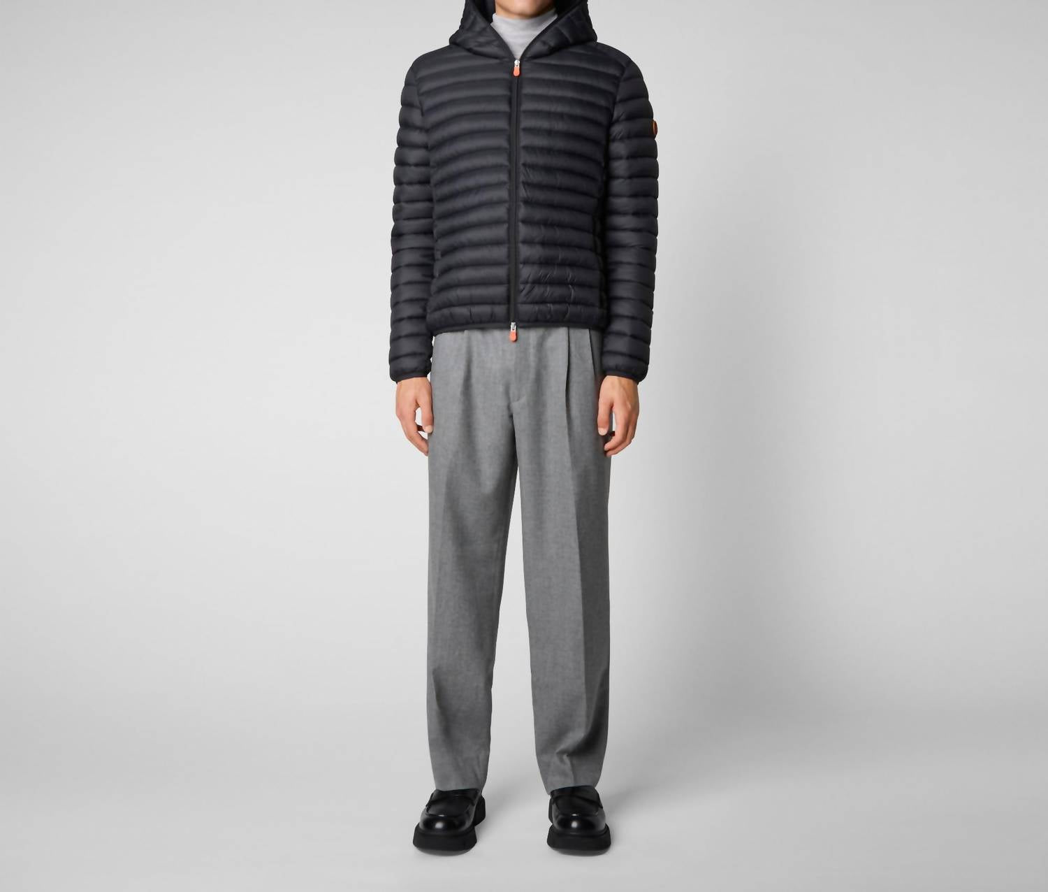 Herren Puffer Kapuzenpullover Mantel in schwarz
