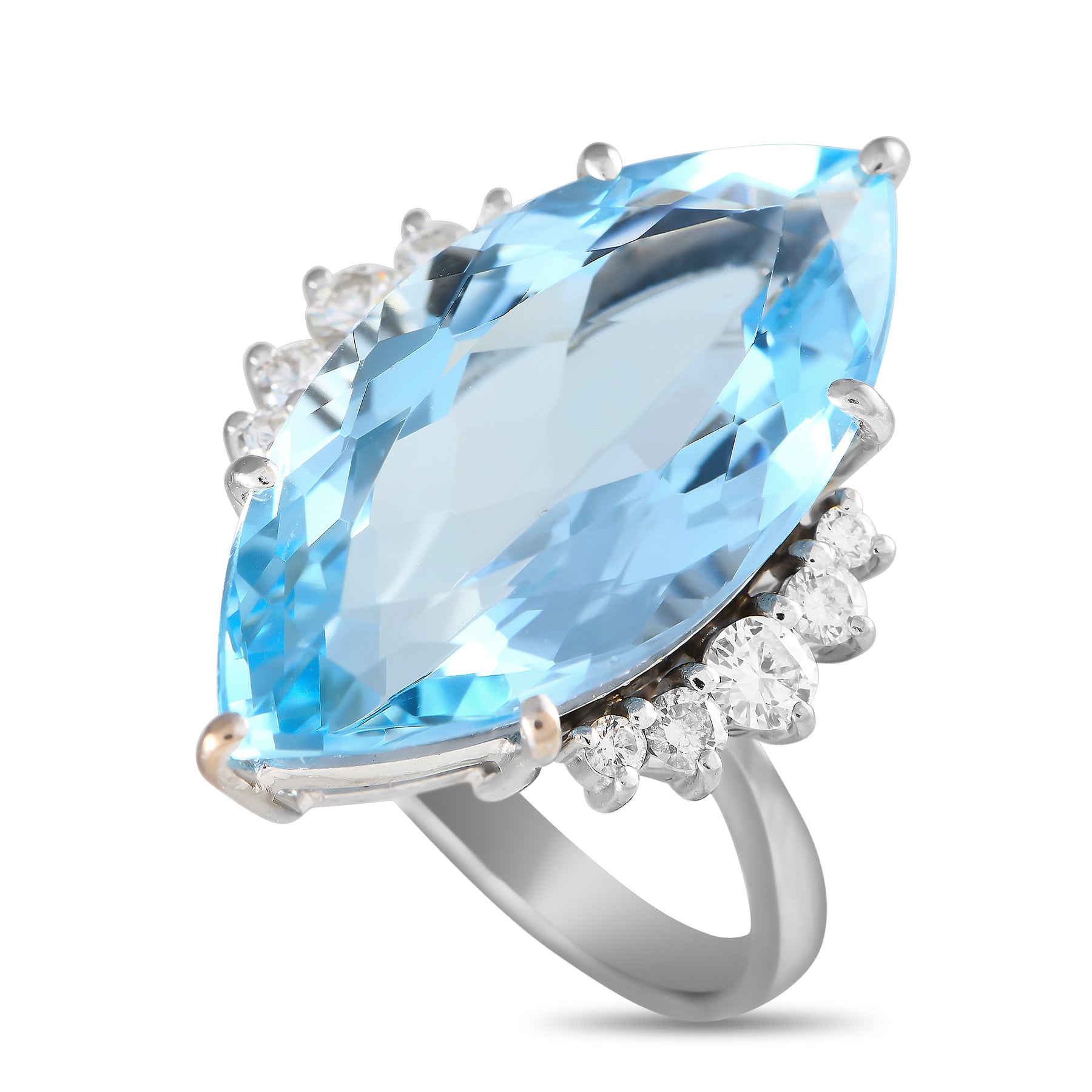 H. Stern 18K Weißgold 0.35ct Diamant und Aquamarin Ring HS07 -070824