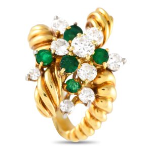 Kurt Wayne 18K Gelbgold 1.51ct Diamant und Smaragdring -070824 – KW06 / 7705564315708