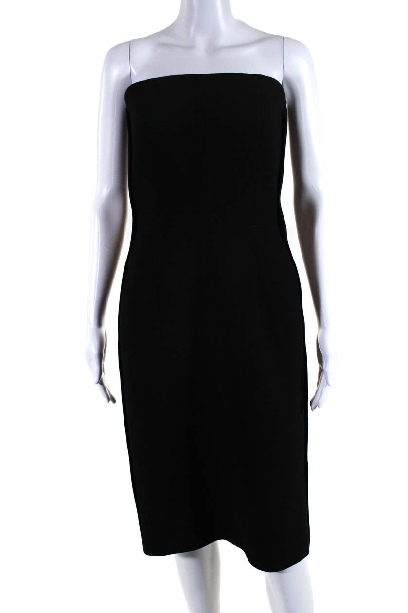 Dice Kayek Damen Strapless Satin Besatz Crepe Mantel Kleid Schwarz