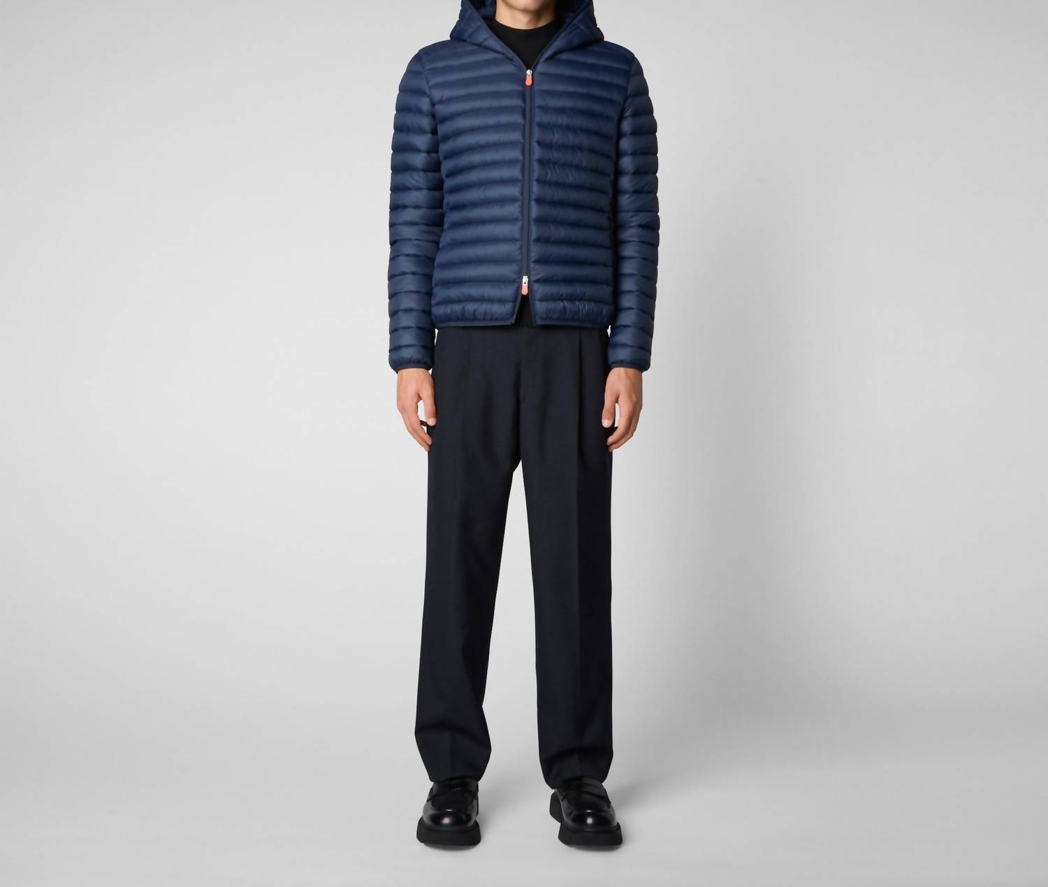 Herren Puffer Kapuzenpullover Mantel in Marineblau