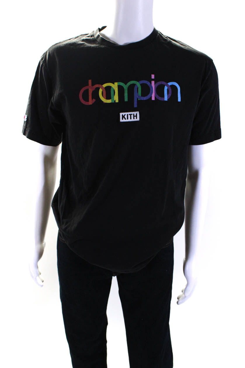 Champion Kith Herren Jersey Strick Rundhalsausschnitt Kurzarm T-Shirt T-Shirt Schwarz