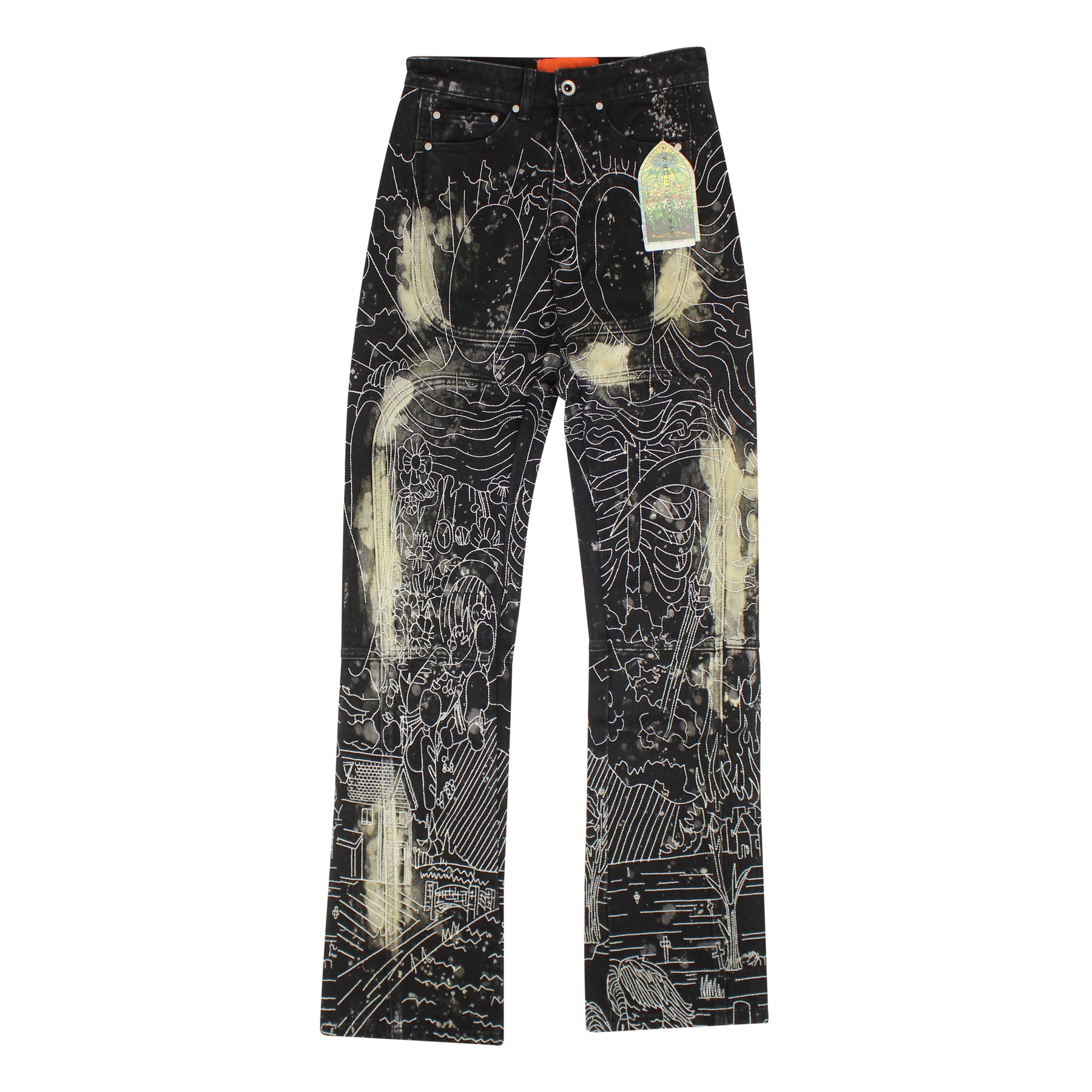 Wer entscheidet War Blanched Duality bestickt Denim – Schwarz
