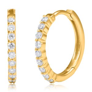 14k Gelbgold Diamant Huggie Creole Ohrringe