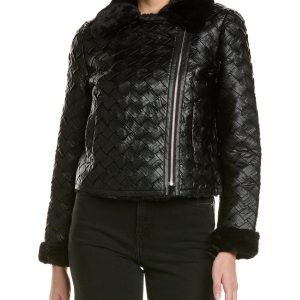 Adrienne Landau Basketweave Bomberjacke