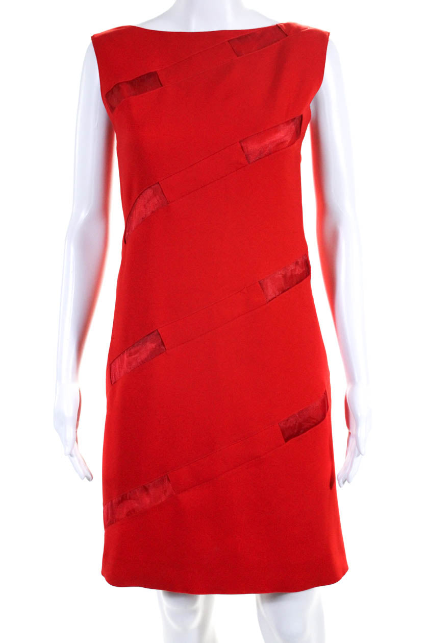 Courreges Damen ärmellosen knielangen Cocktailkleid rot