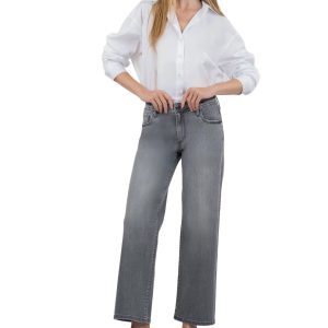 Charlotte Mid Rise Jeans in erklärt mit grauem Grundwäsche 7833325699132