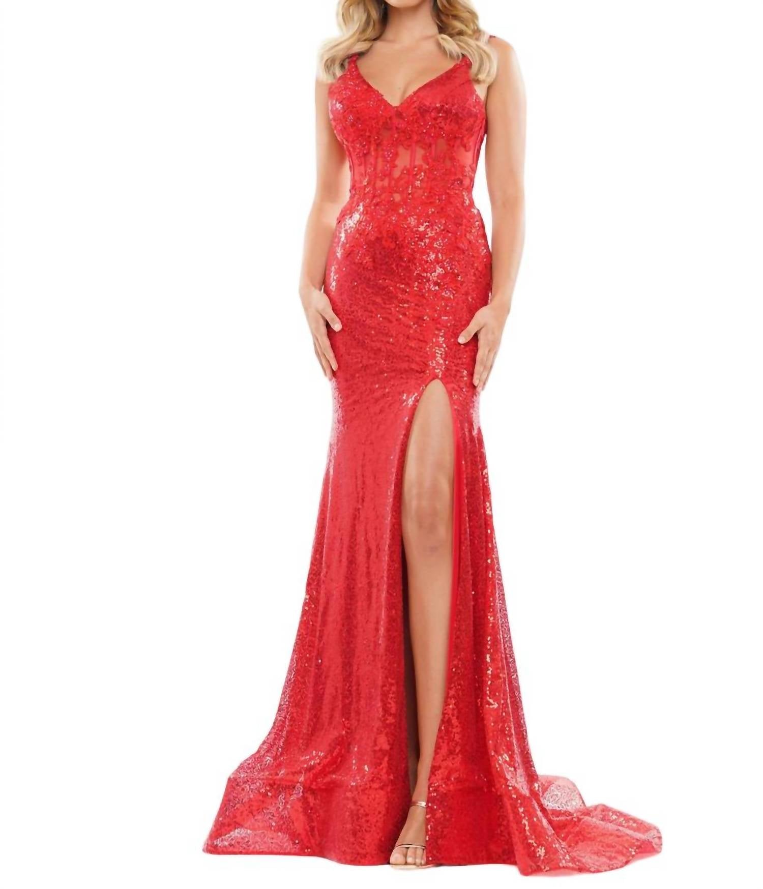 Hohe Schlitz Meerjungfrau Kleid in rot