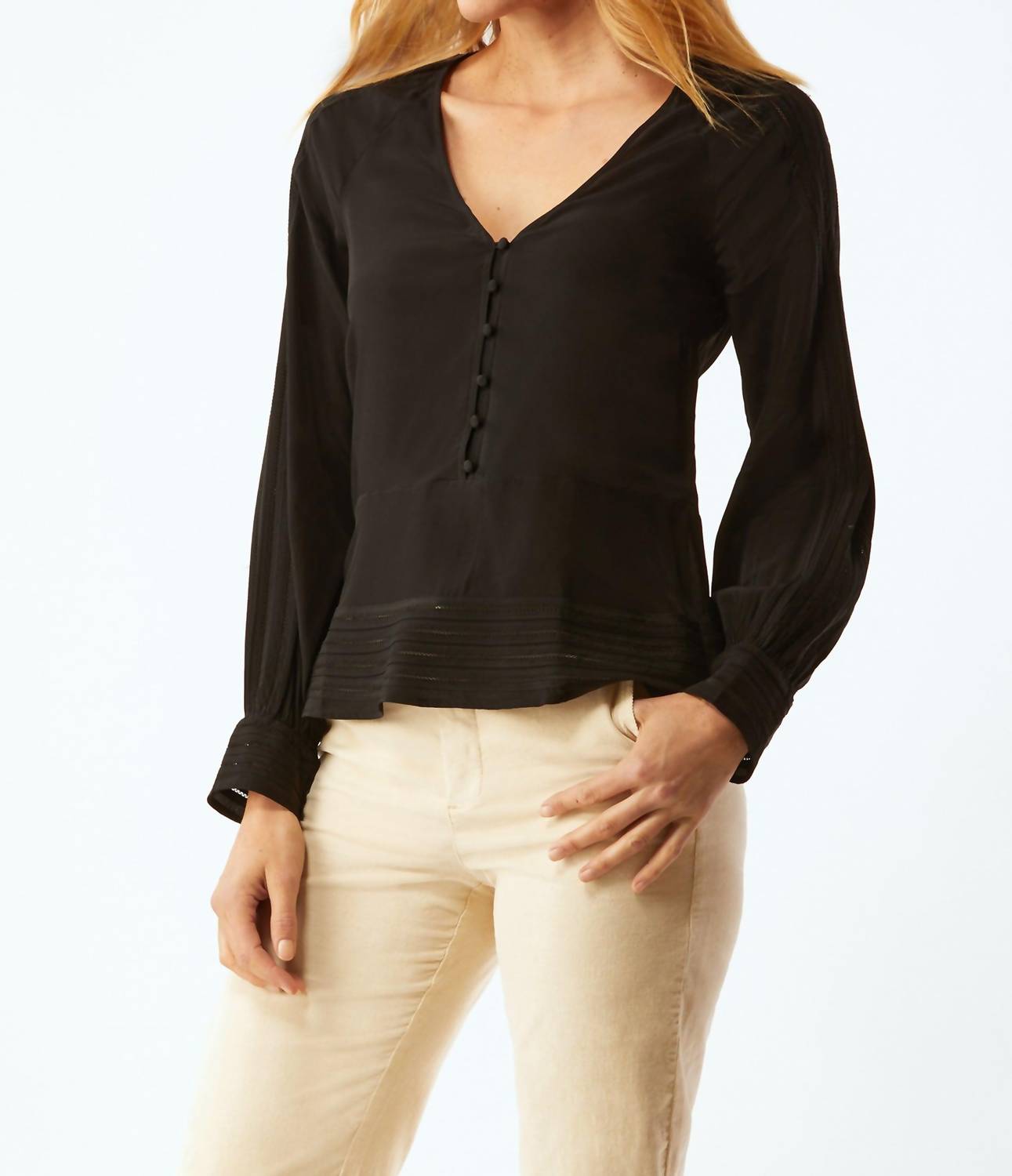 Hathaway Bluse mit Stickerei in Schwarz
