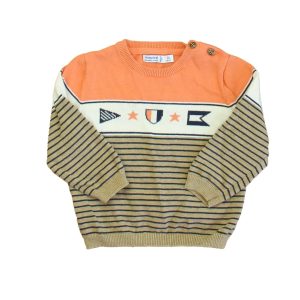 Mayoral Jungen orange-weiß-brauner Pullover 7805909598268