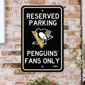 Fanmats pittsburgh Pinguine Team Farbe reserviert Parkschild Dekor 18′′ x 11.5′′ leicht