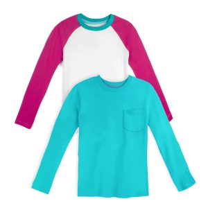 Mightly Mädchen Himbeere und Teal Langarm T-Shirt 7805910712380