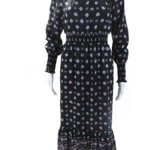 Erdem Damen Hoch Hals lange Ärmel gestaffelt Maxikleid schwarz paisley 7833435275324