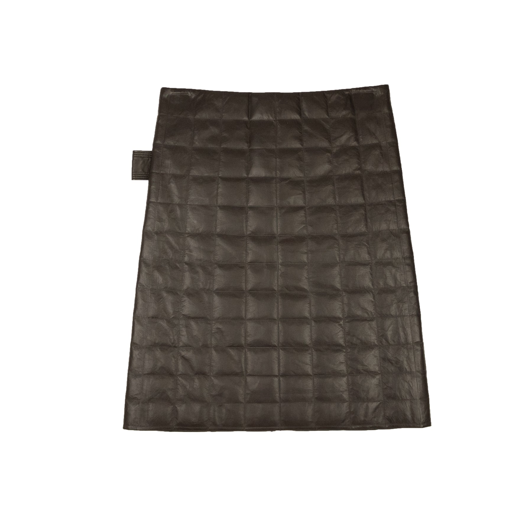 NWT BOTTEGA VENETA Brauner karierter Lederrock aus Schokolade
