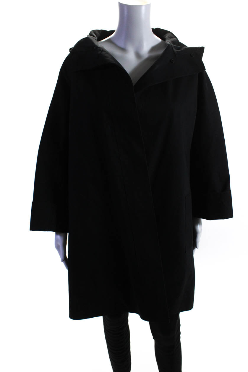 The Row Damen-Knopf vorne mit Kapuze Oversize Mantel schwarz Baumwolle