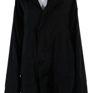 Loro Piana Damen schwarz Kunstleder Kragen voller Reißverschluss langen Ärmel Jacke 7833388679228