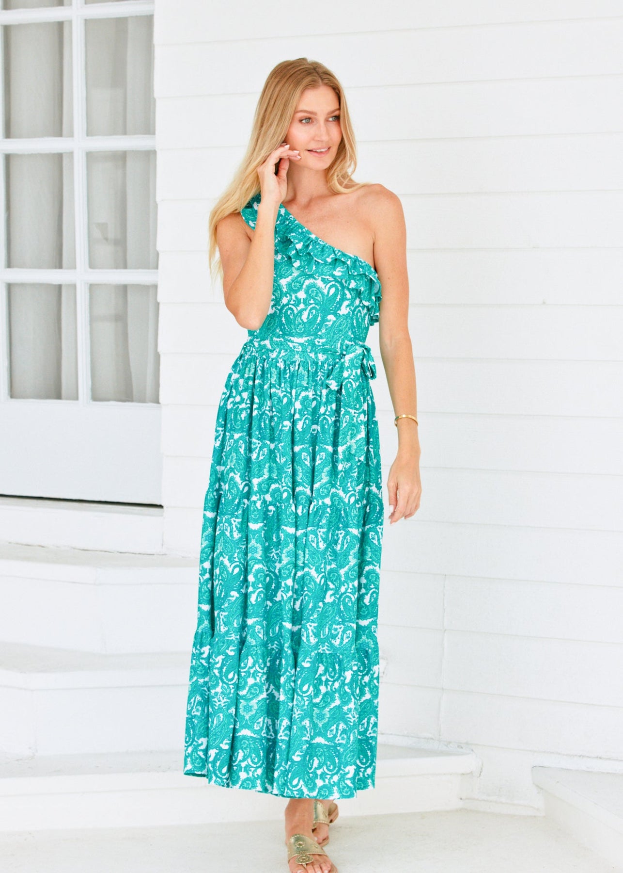 St. Pete Ein Schulter Maxi Kleid
