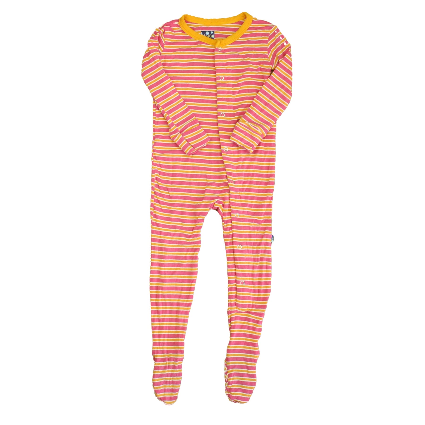 Kickee Hose Mädchen Rosa – Orange Streifen 1-teilige Fuß Pyjamas