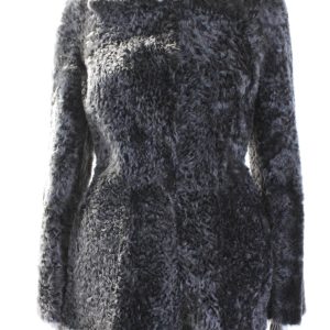 Alberta Ferretti Damen Leder Shearling Wendejacke Schwarz Grau