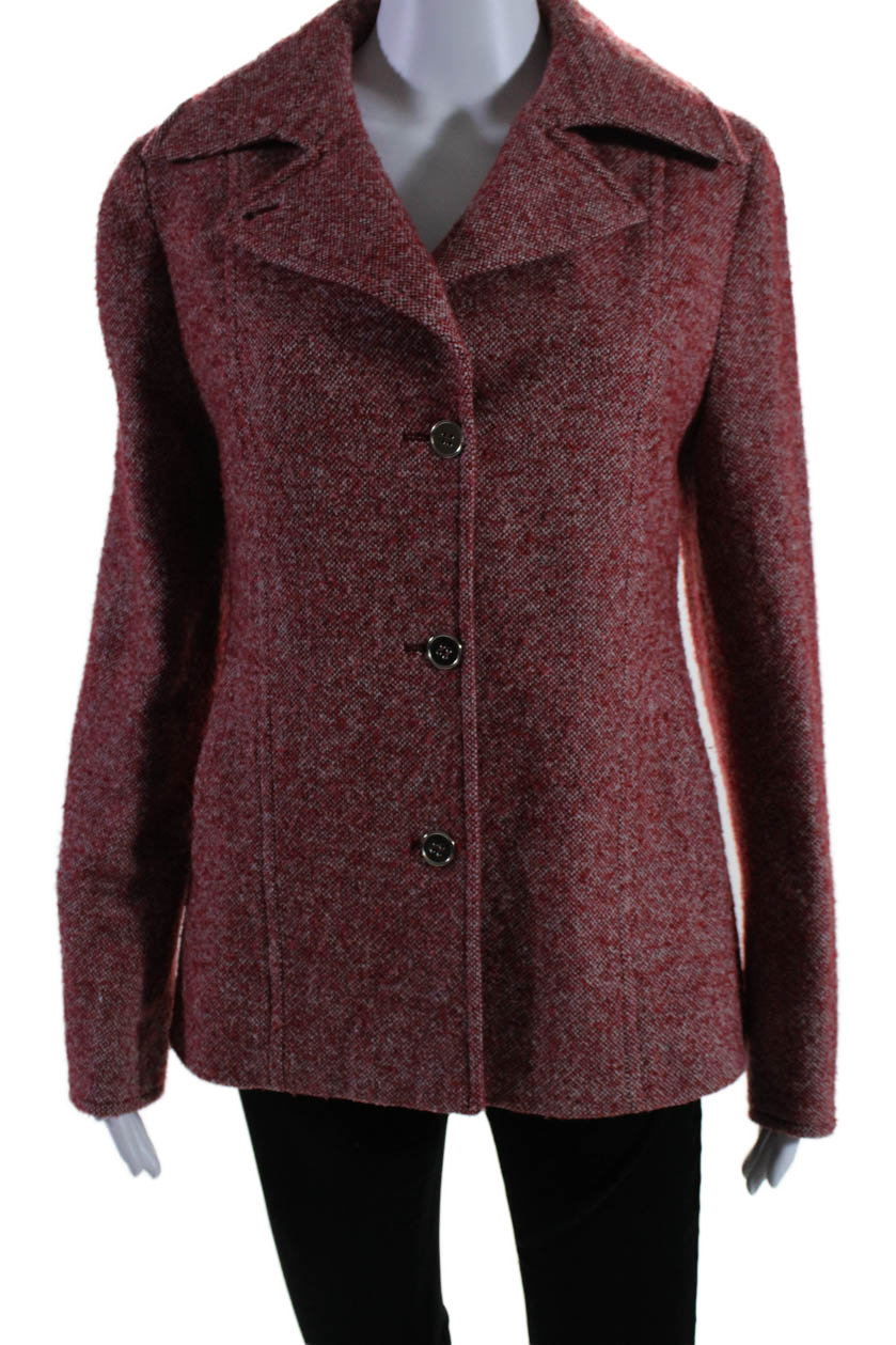 Isaia Napoli Damen Drei Knopf gekerbt Revers Blazer Jacke Rot Wolle