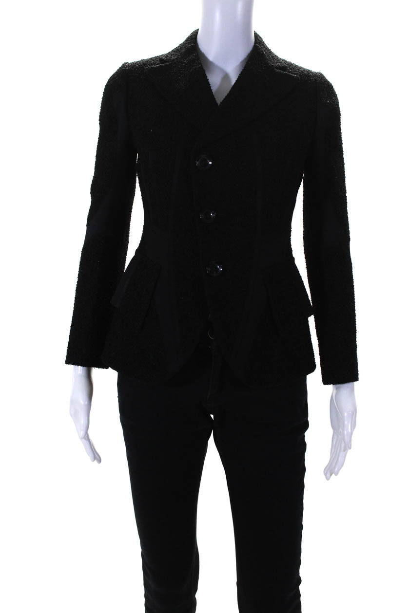 Shiro Sakai Damen neue klassische maßgeschneiderte Boucle Blazer Jacke schwarz
