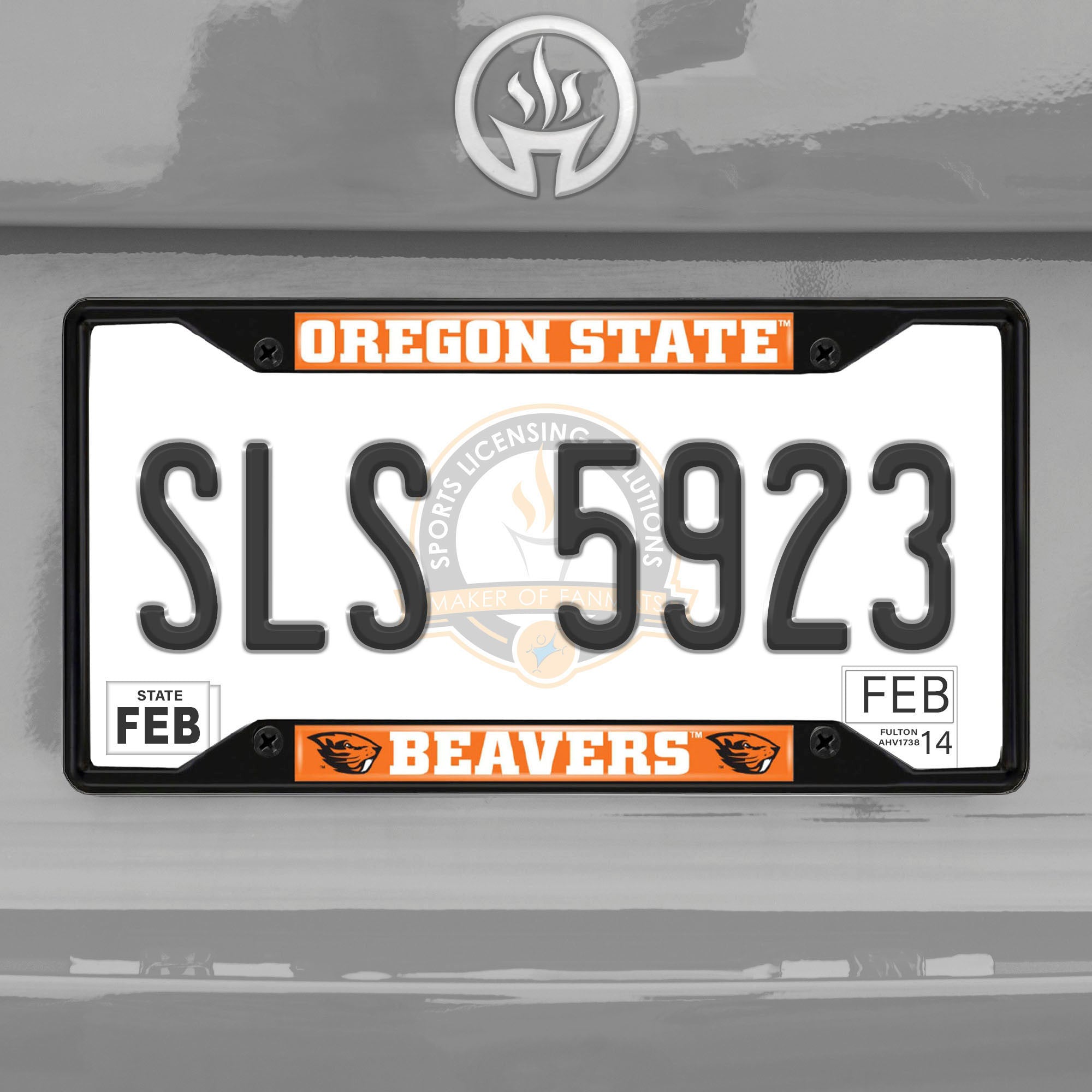 Fanmats Oregon State Beavers Metall Nummernschild Rahmen schwarz Finish