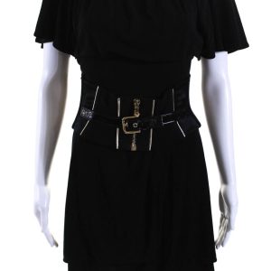 Dolce and Gabbana Damen eine Linie Reißverschluss Gürtel Kleid schwarz 7833478103100