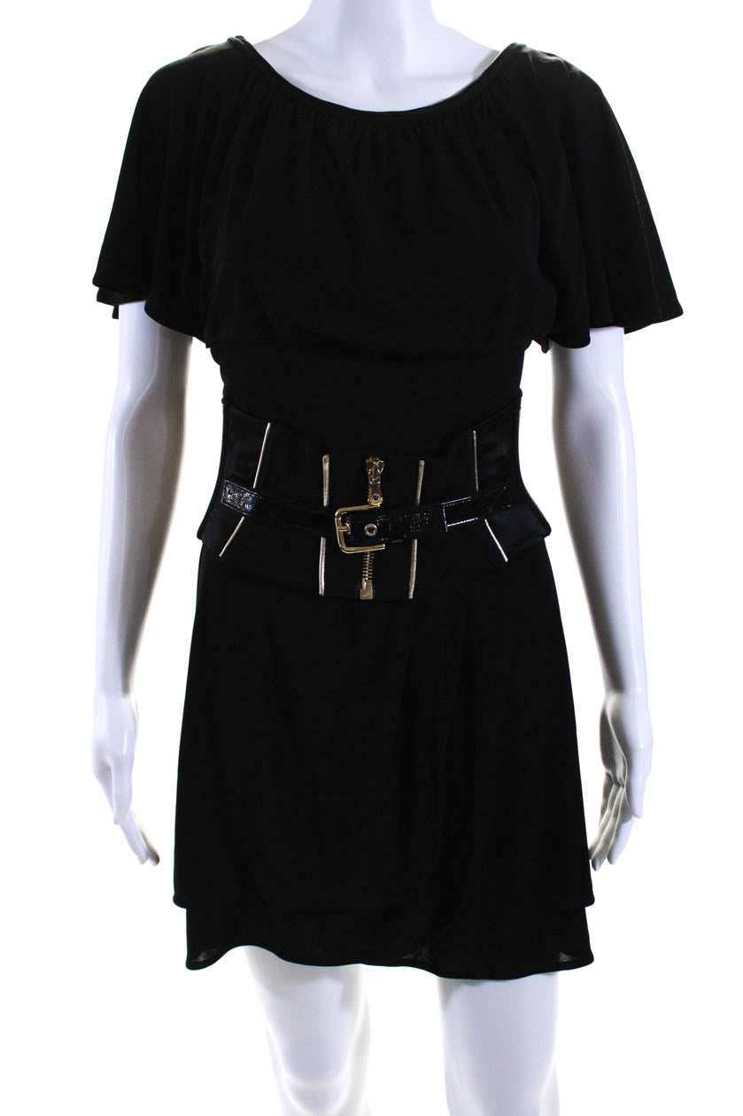 Dolce und Gabbana Damen A Line Reißverschluss Belted Kleid Schwarz