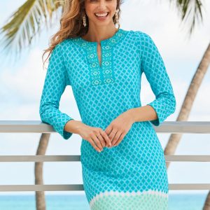 St. Pete Gesticktes Tunika Kleid